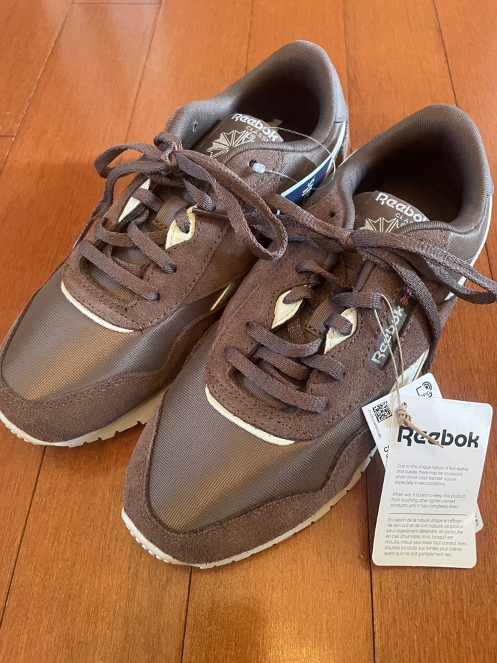Reebok Brown Suede & Nylon Sneakers with Cream Accents